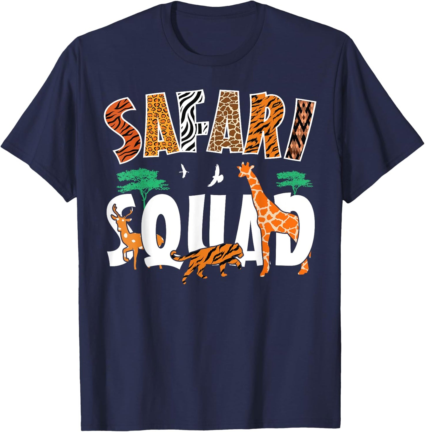 Safari Squad Animals Zoo Lovers African Animal T-Shirt - T-Shirt | Navy