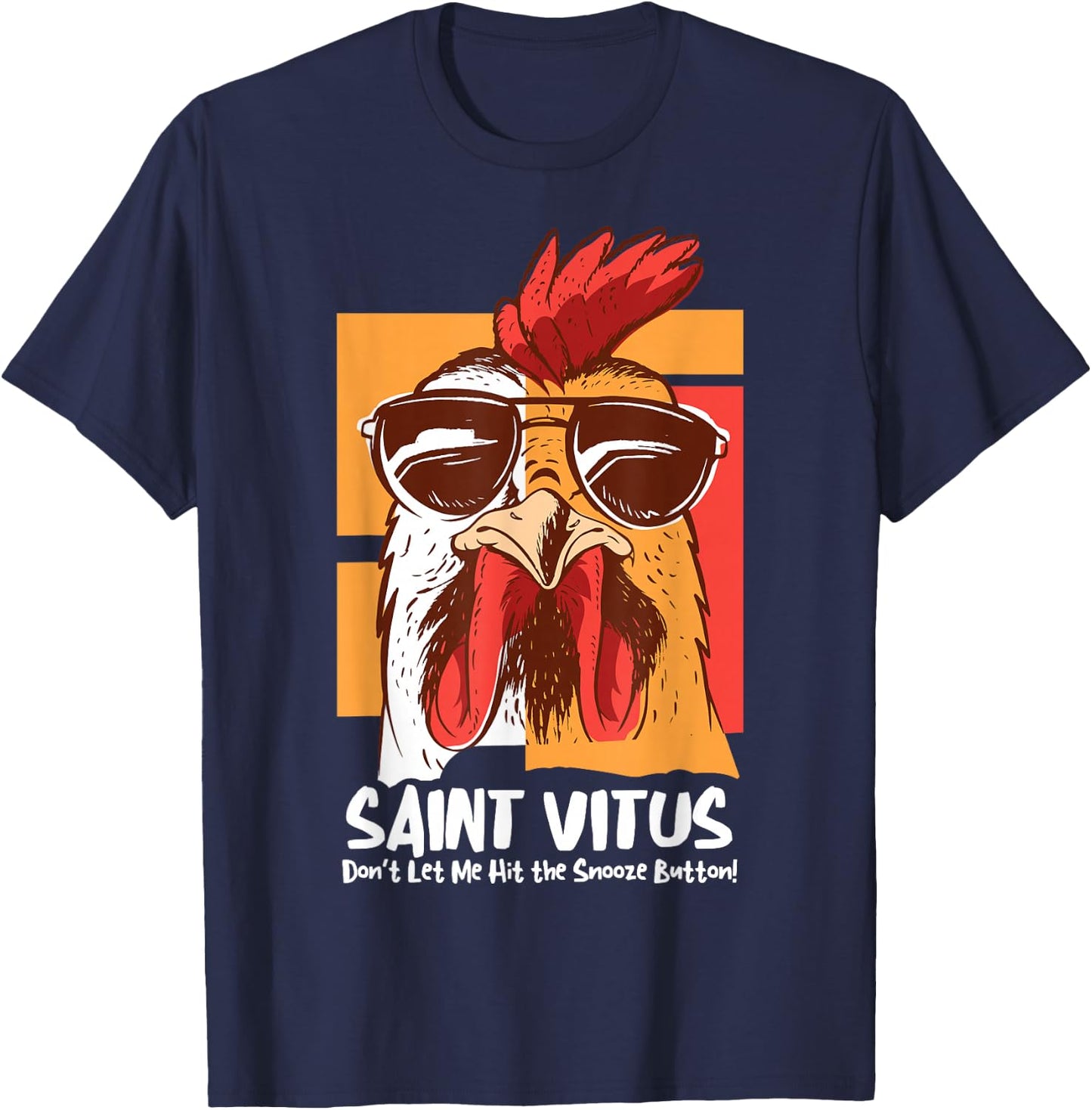 Vitus Catholic Saint Oversleeping Snooze Funny Cool Rooster T-Shirt - T-Shirt | Navy