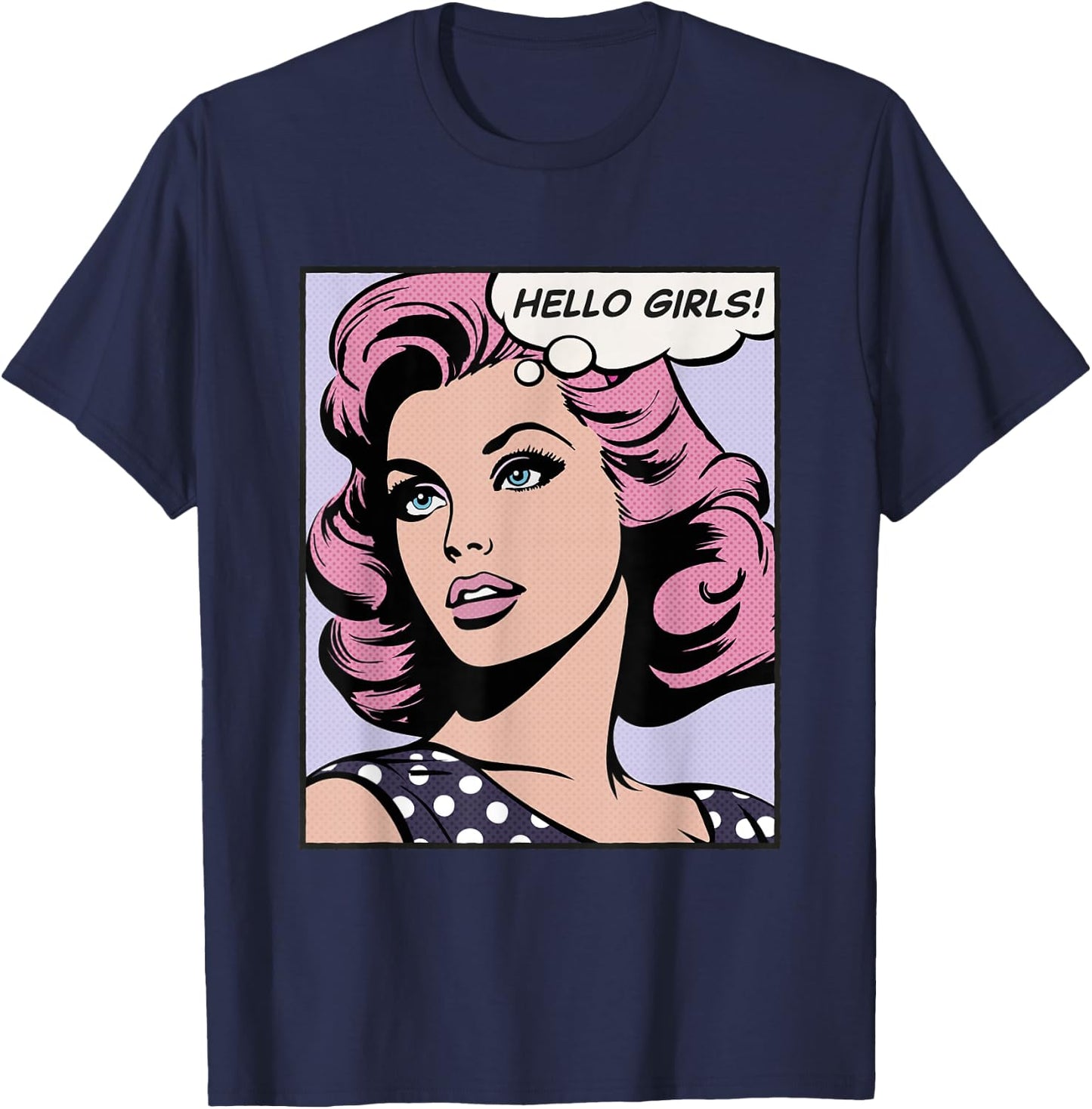 Hello Girls, pop art girl T-Shirt - T-Shirt | Navy