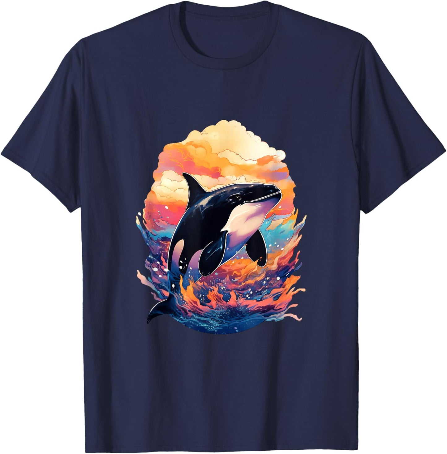 Orca - Killer Whale - Art Artwork T-Shirt - T-Shirt | Navy