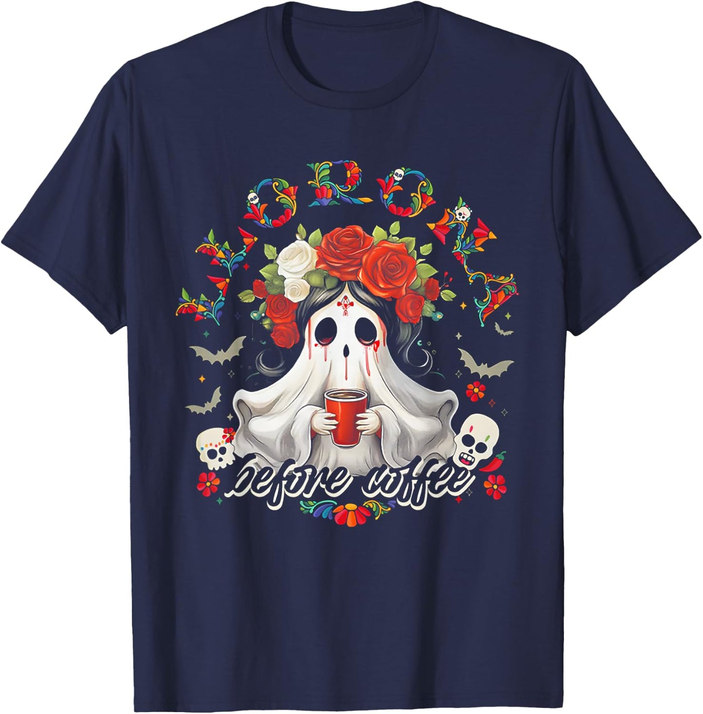 Llorona Before Coffee T-Shirt - T-Shirt | Navy