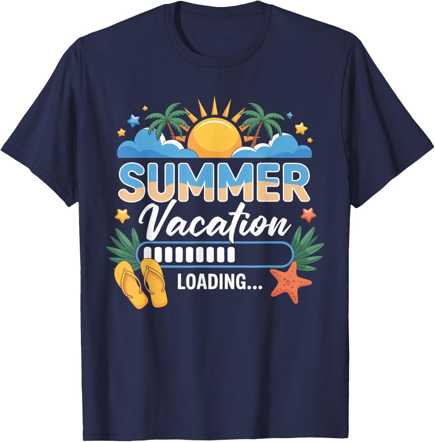 Last Day of School Summer Vacation Loading Funny T-Shirt - T-Shirt | Navy