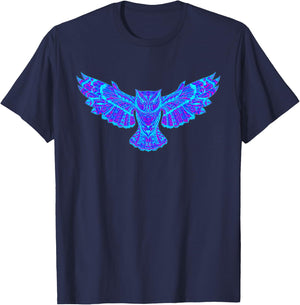 EDM Electronic Dance Techno Owl Rave Large Black T-Shirt - T-Shirt | Navy