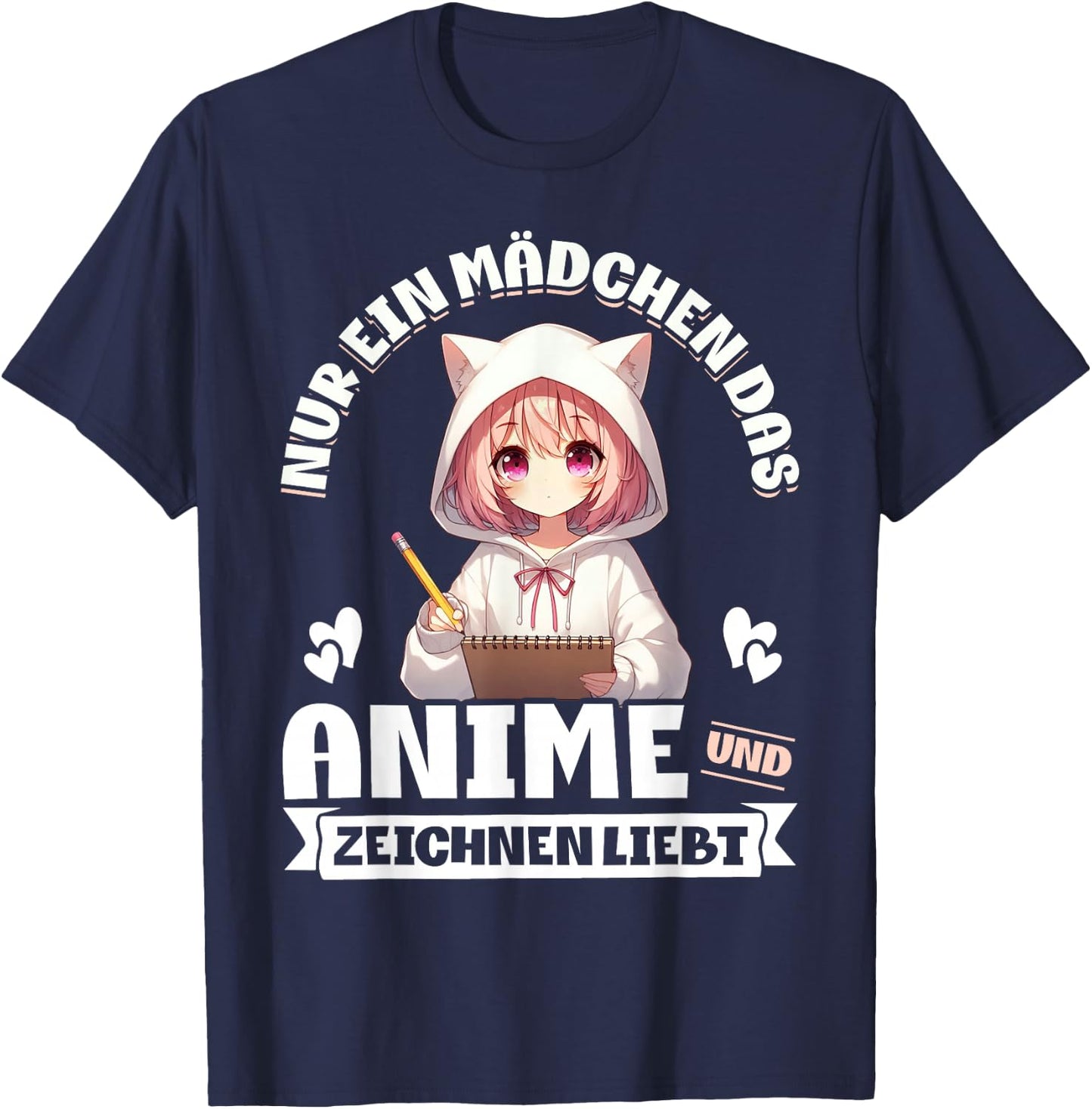 Nur Ein Mädchen Das Anime Und Zeichnen Liebt Japan Style T-Shirt - T-Shirt | Navy