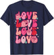 Groovy Sign Language Valentines Day LOVE ASL Finger Spelling T-Shirt - T-Shirt | Navy