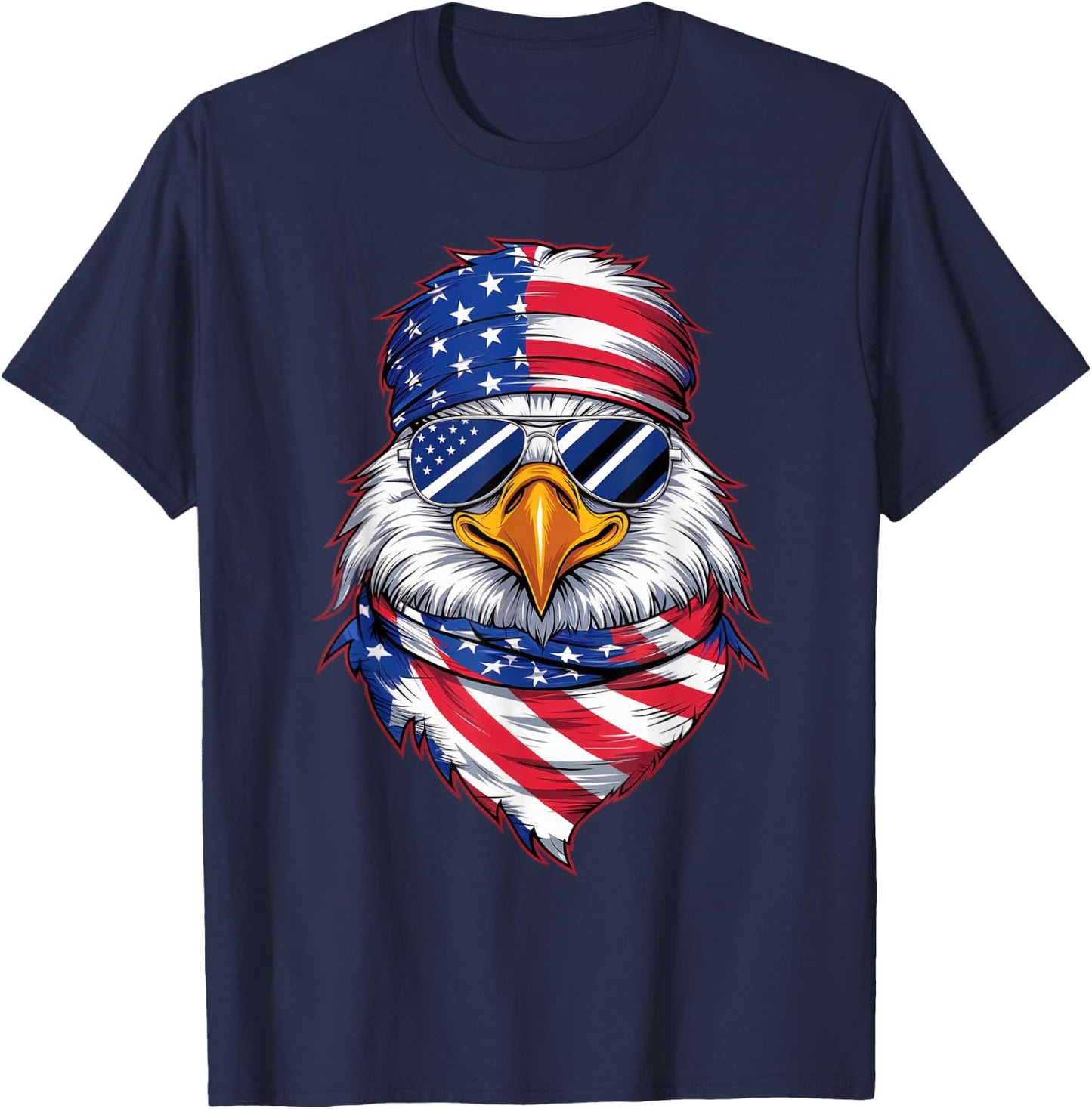 4th of July Patriotic Eagle USA Pride American Flag T-Shirt - T-Shirt | Navy
