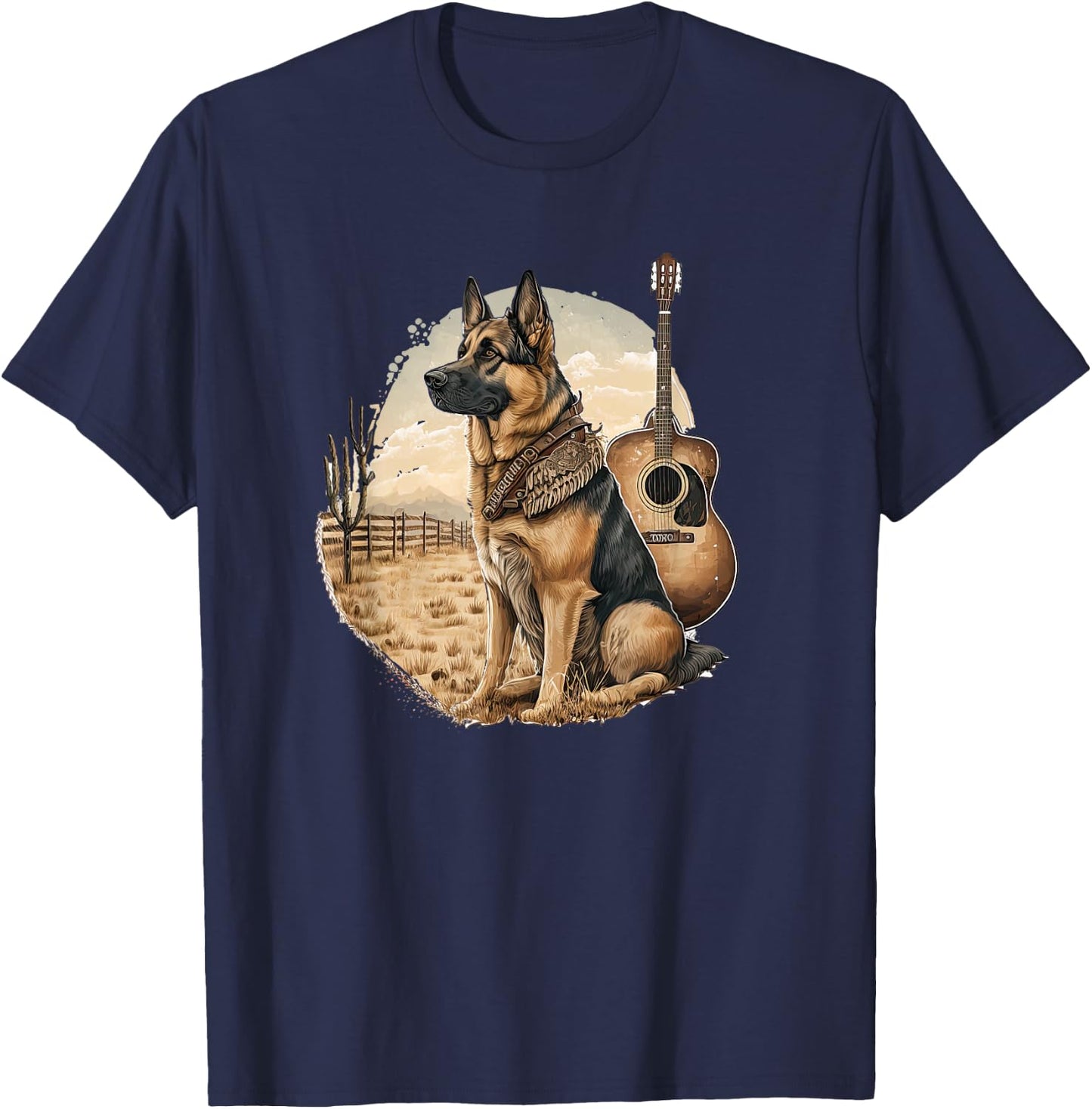 Funny German shepherd Dog Country Music American Rodeo T-Shirt - T-Shirt | Navy