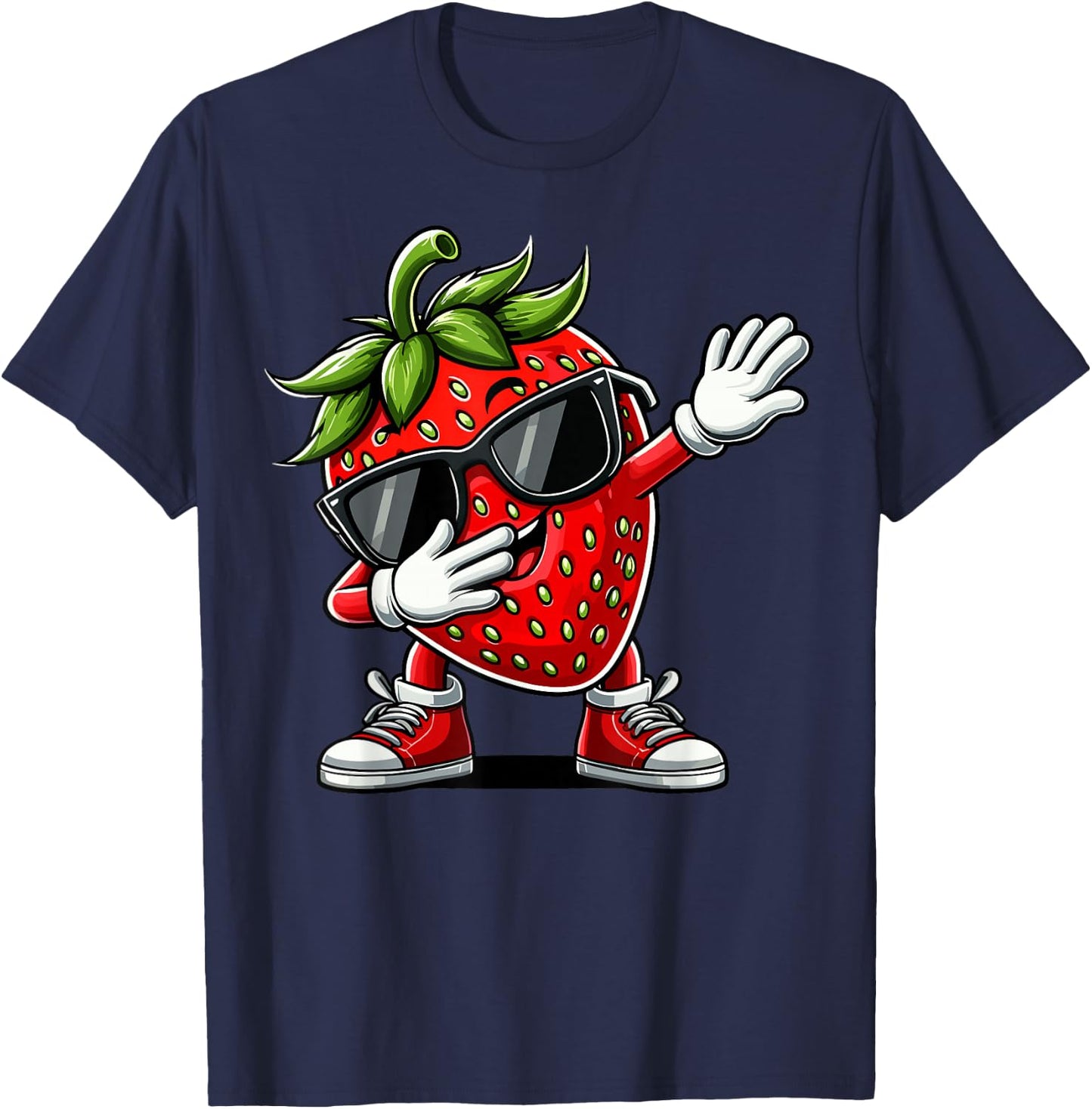 Funny Dabbing Strawberry Summer Fruit Lover Men Women Kids T-Shirt - T-Shirt | Navy