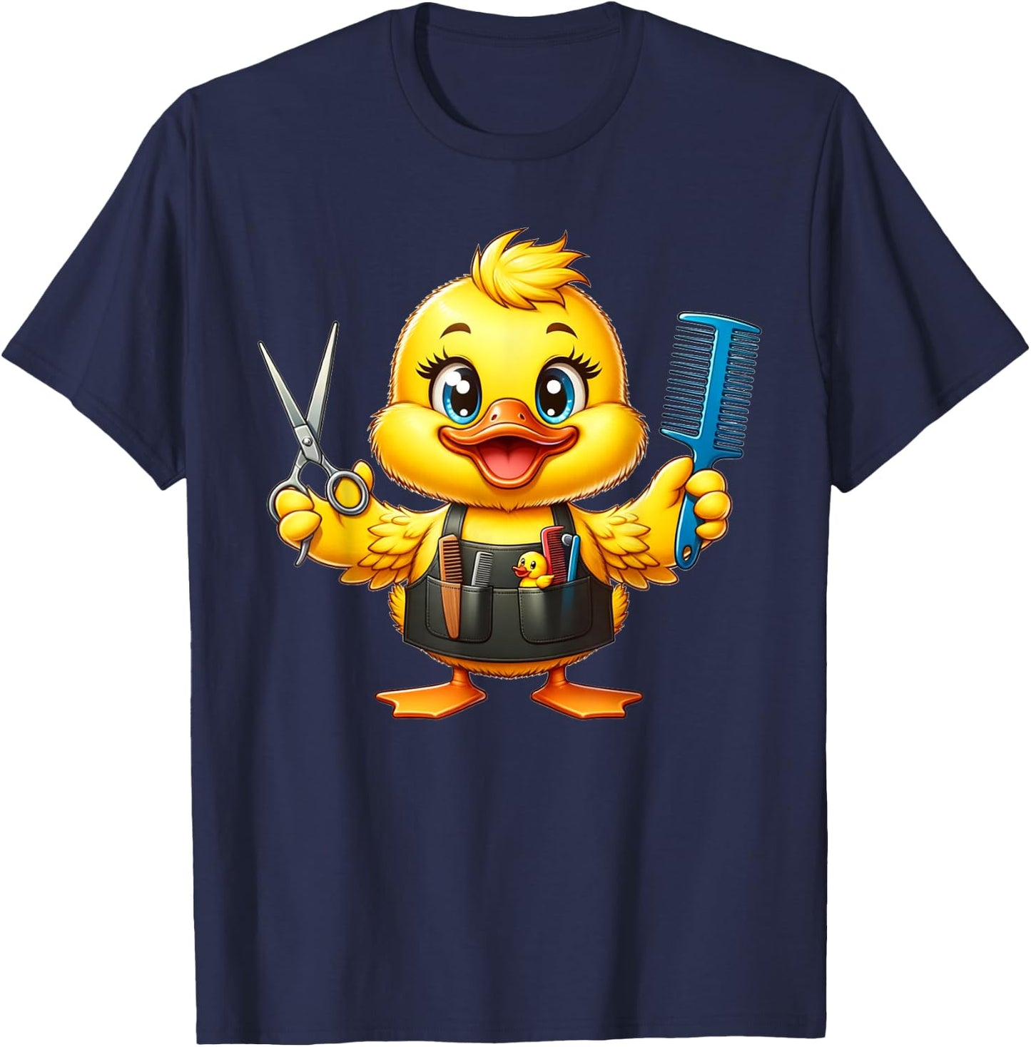 Entchen Friseur Frisör Geschenk | Süßes Entchen als Frisör T-Shirt - T-Shirt | Navy