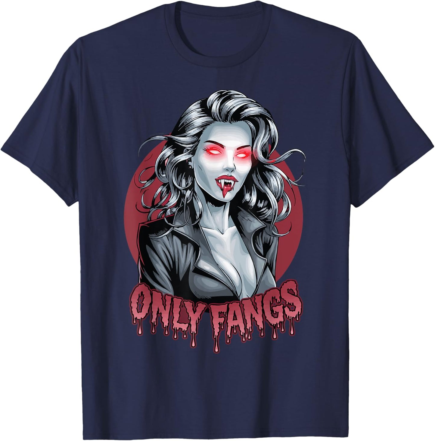 Sexy Vampire Horror Gothic Parody Only Fangs Goth Halloween T-Shirt - T-Shirt | Navy