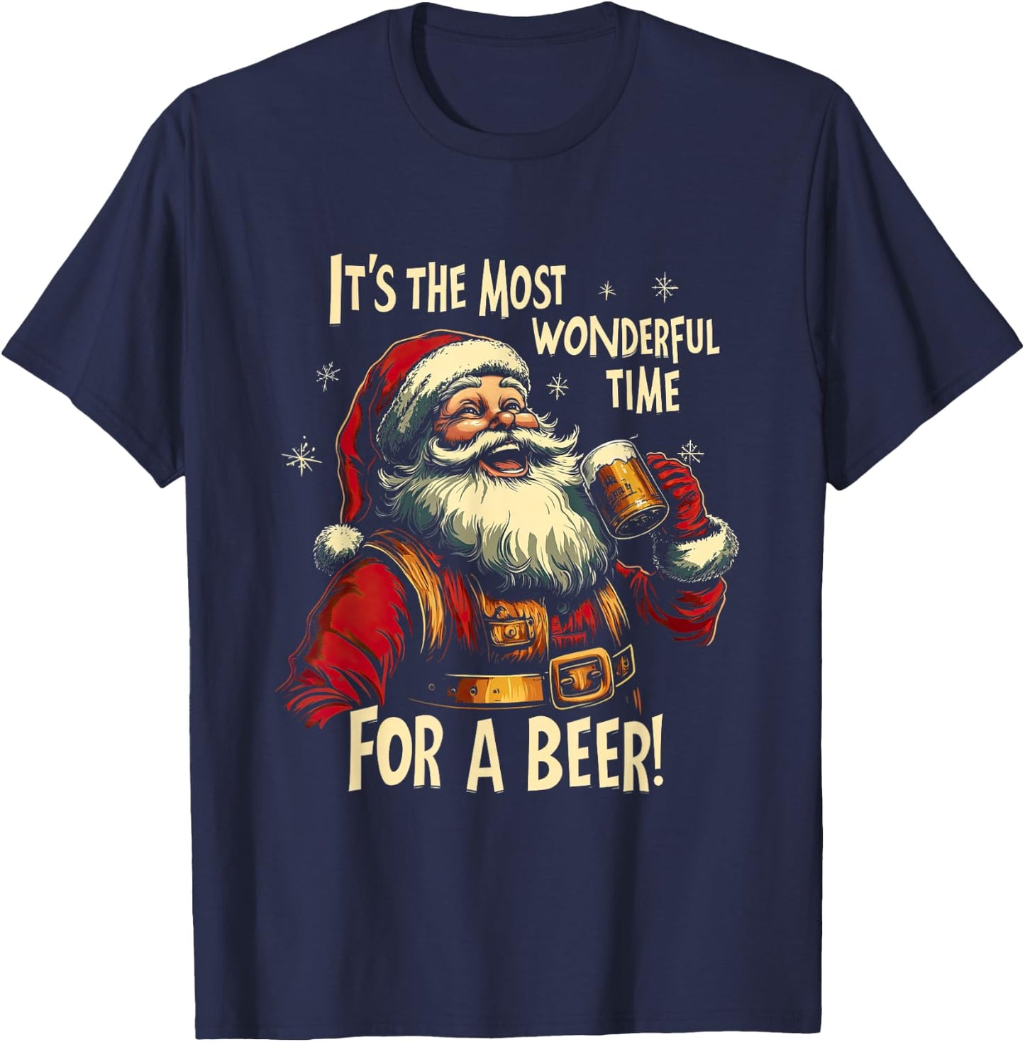 Funny Christmas Beer Drinking Santa Claus T-Shirt - T-Shirt | Navy