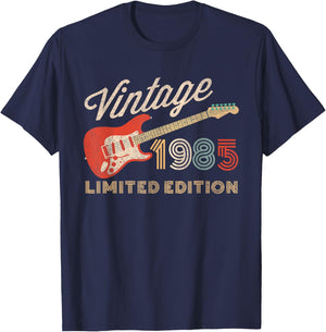 Vintage 1985 Limited Edition Guitar Year Of Birth Birthday T-Shirt - T-Shirt | Navy