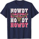 Howdy Western Country Bull Skull Rodeo Pink Cowgirl Women T-Shirt - T-Shirt | Navy