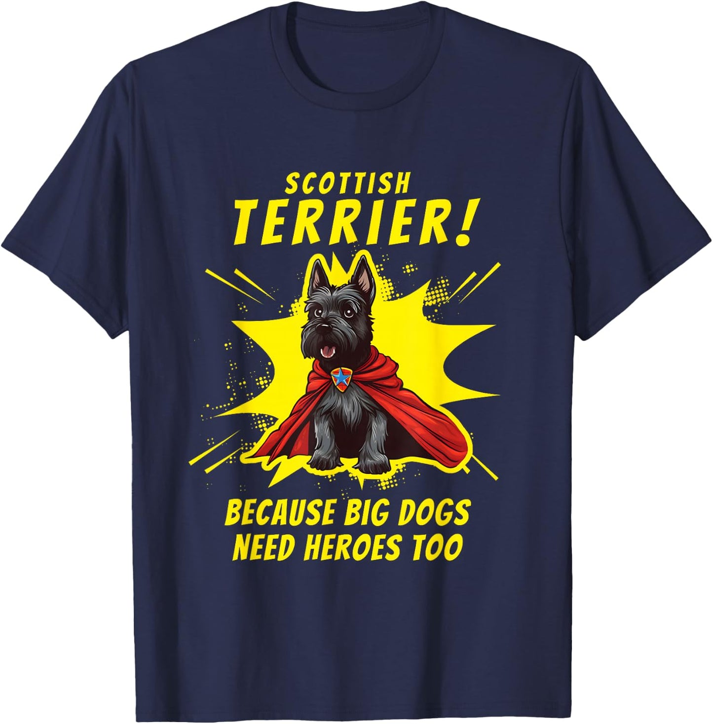 Scottie Dog Gifts Women Men, Superdog Scottish Terrier Dog T-Shirt - T-Shirt | Navy
