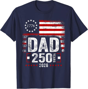 Patriotic Dad 1776 2026 250 Years Anniversary Fathers Day T-Shirt - T-Shirt | Navy