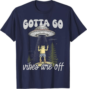 Gotta Go Vibes are Off Funny Western Cowboys Frog Meme T-Shirt - T-Shirt | Navy