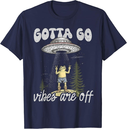 Gotta Go Vibes are Off Funny Western Cowboys Frog Meme T-Shirt - T-Shirt | Navy
