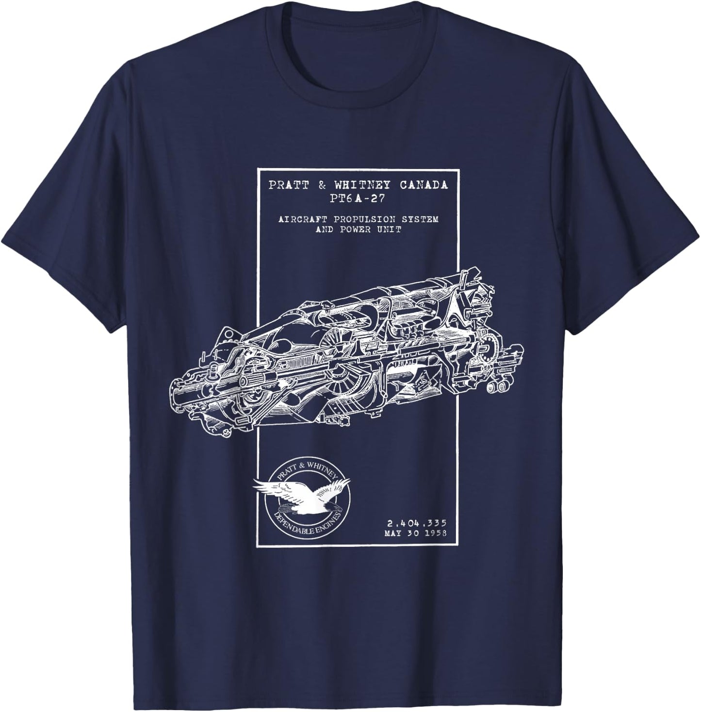 PT6 A 27 Turbine Engine Cross Section T-Shirt - T-Shirt | Navy