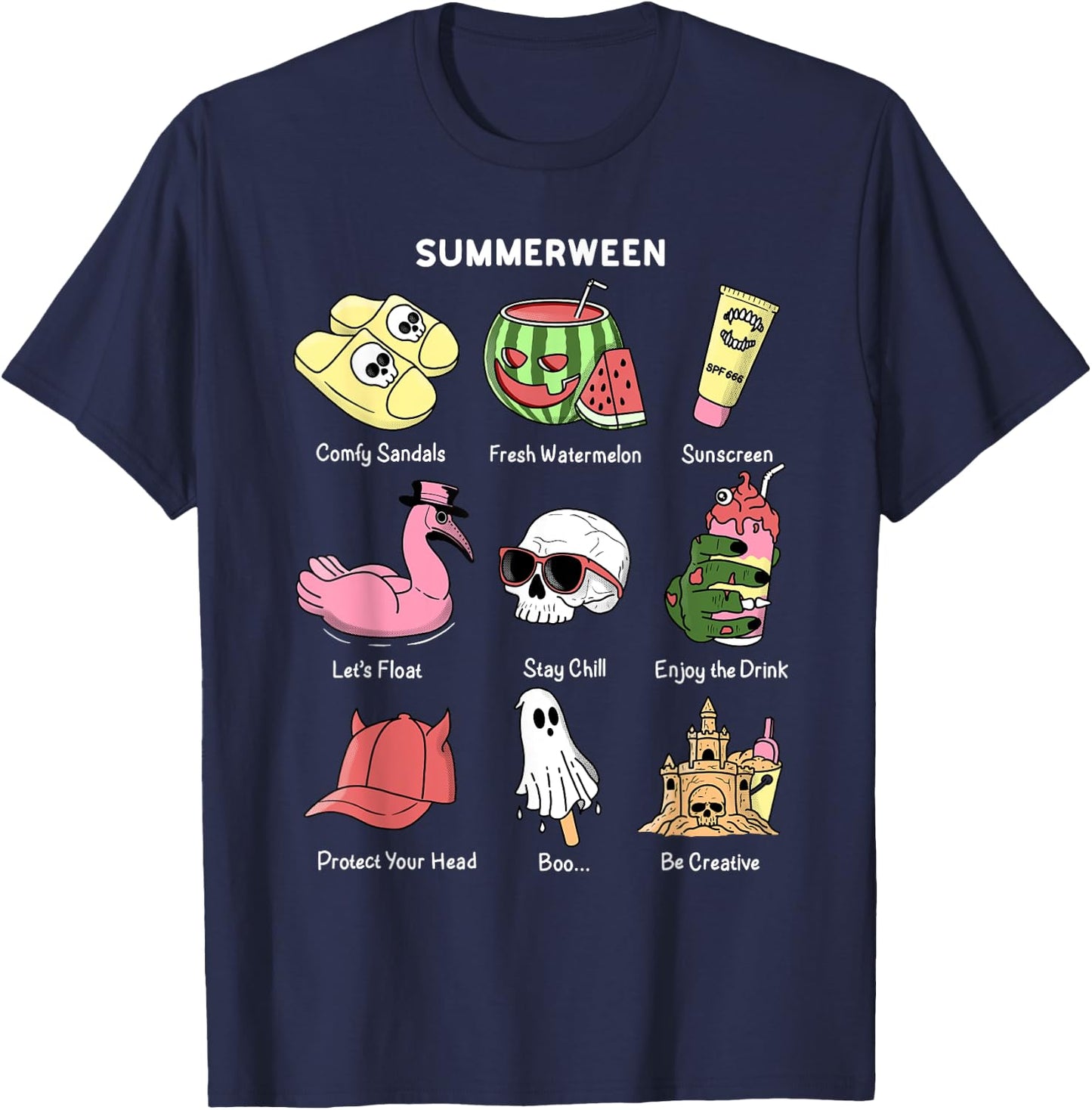 Summerween, Summer Halloween T-Shirt - T-Shirt | Navy