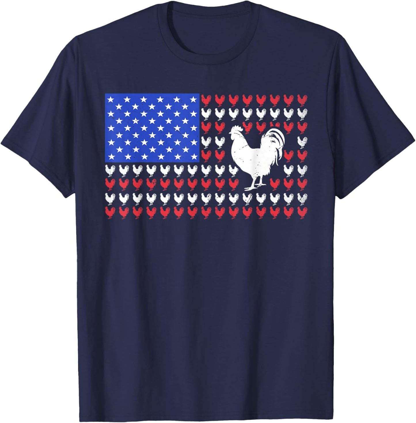 4th of July America USA Flag Chicken Patriotic Men Women Kid T-Shirt - T-Shirt | Navy