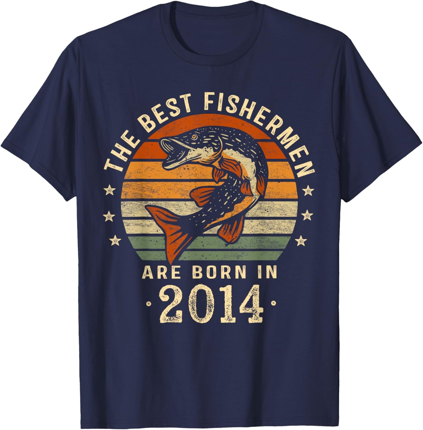 Best Fishermen Are Born In 2014 Birthday Fishing T-Shirt - T-Shirt | Navy