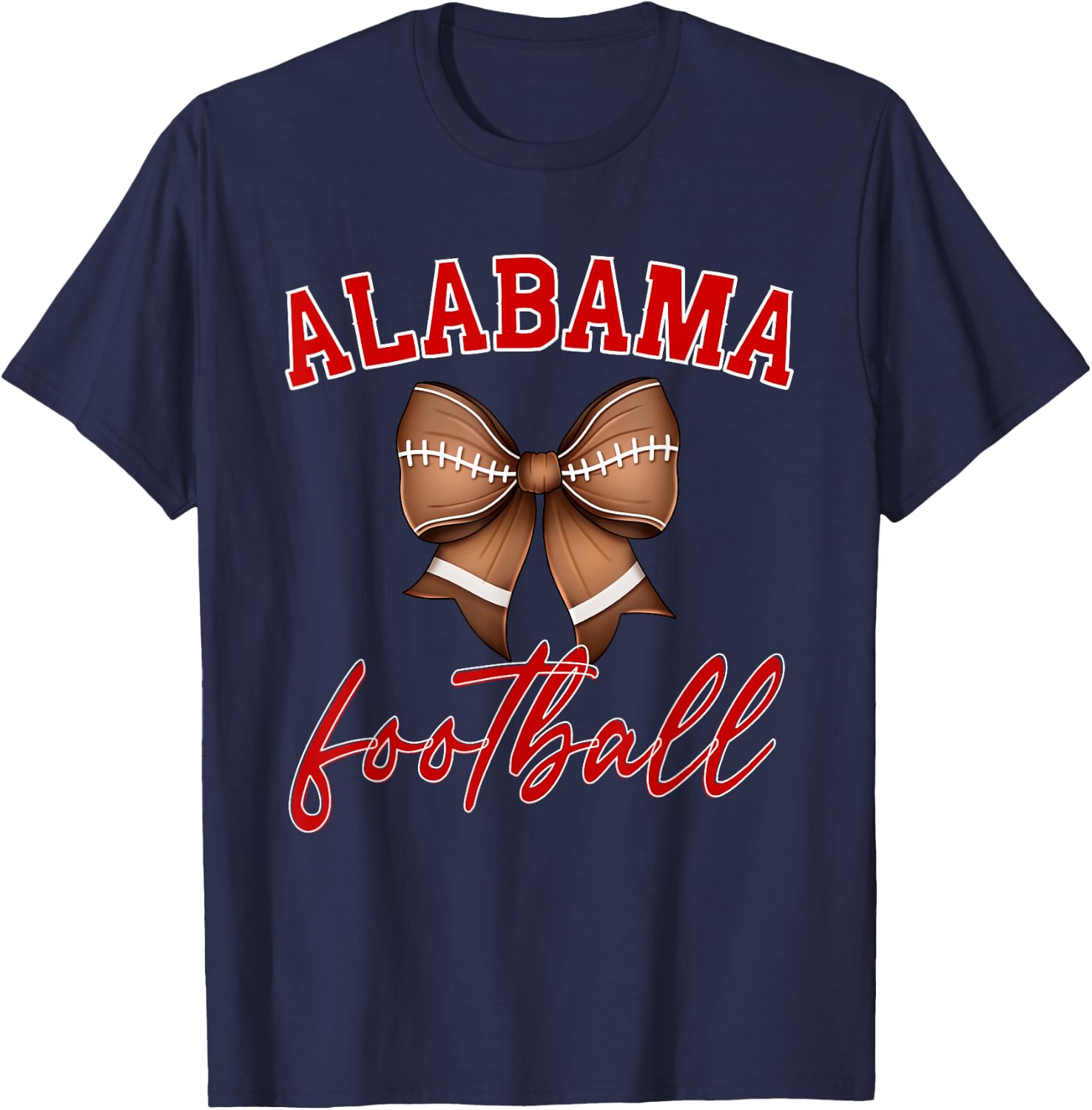 Alabama Football Pretty Coquette Style Bow T-Shirt - T-Shirt | Navy