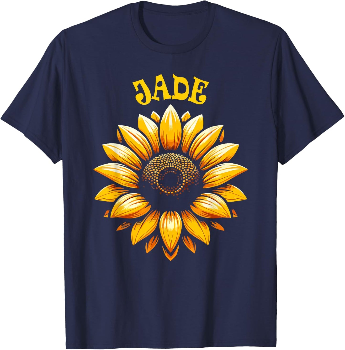 Jade Sunflower Design for Girls Name Jade T-Shirt - T-Shirt | Navy