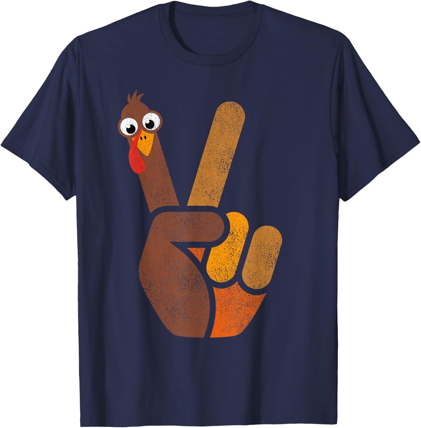 Peace Sign Turkey Shirt Kids Funny Thanksgiving T-Shirt - T-Shirt | Navy