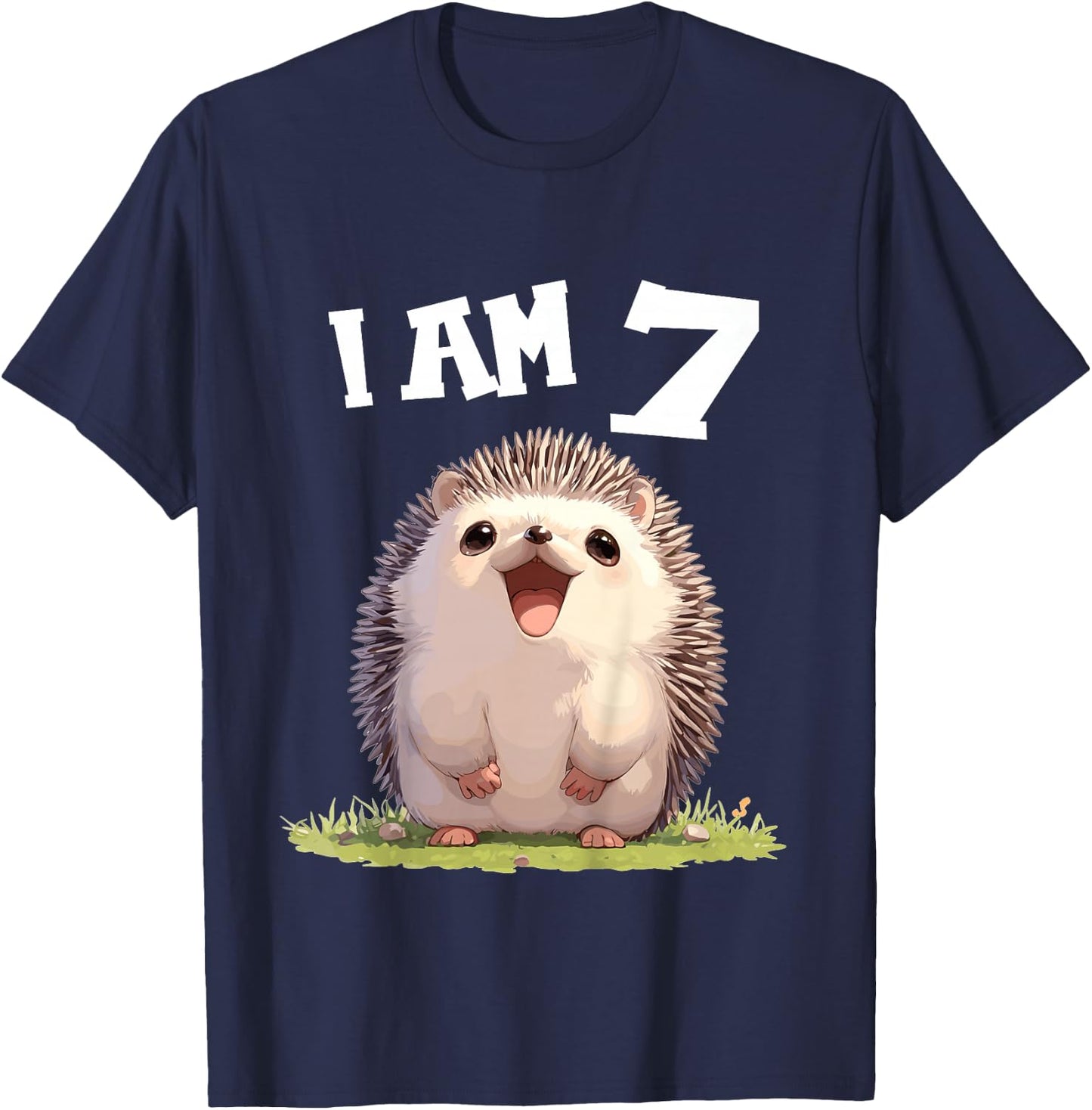 7 Years old 7 birthday Hedgehogs Boy Girl Hedgehog T-Shirt - T-Shirt | Navy