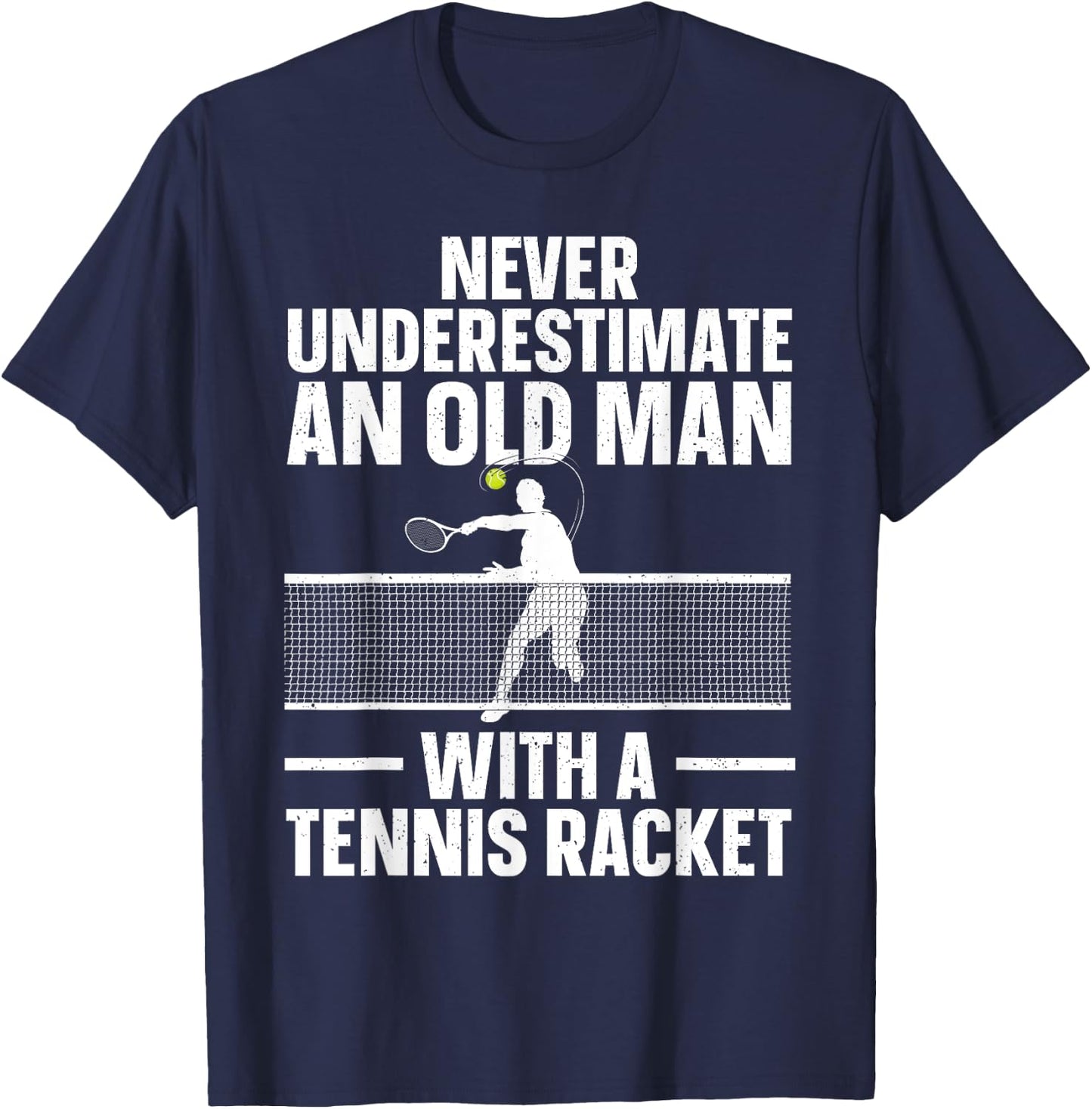 Best Tennis Art Grandpa Tennis Lover Tennis Player T-Shirt - T-Shirt | Navy