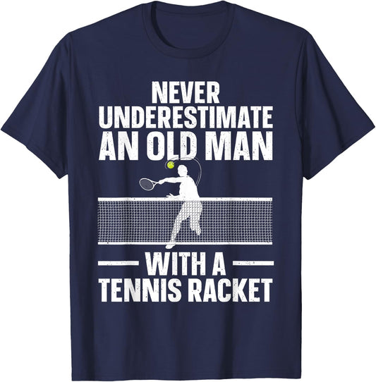 Best Tennis Art Grandpa Tennis Lover Tennis Player T-Shirt - T-Shirt | Navy