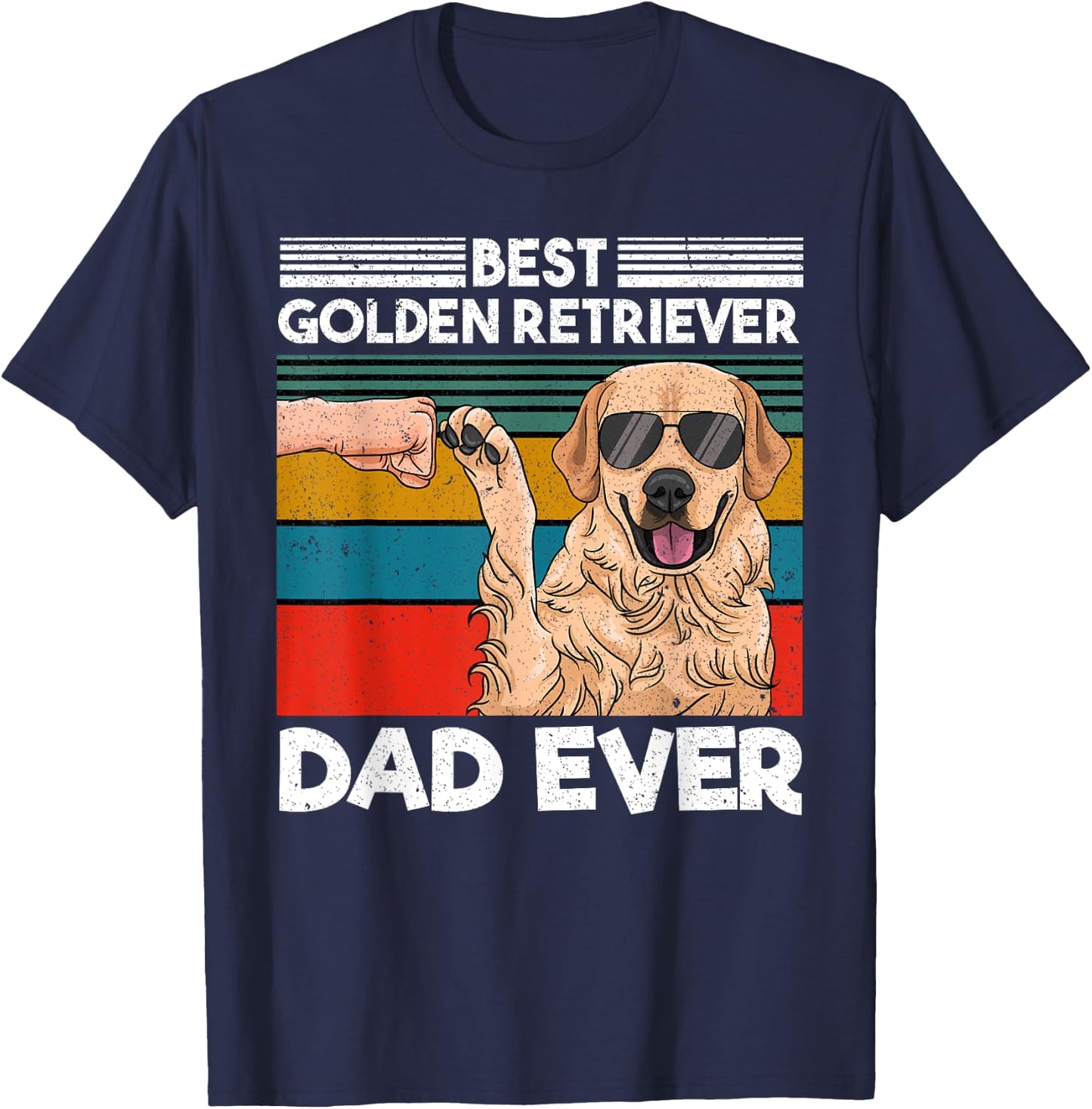 Best Golden Retriever Dad Ever Dog Dad Fist Bump T-Shirt - T-Shirt | Navy