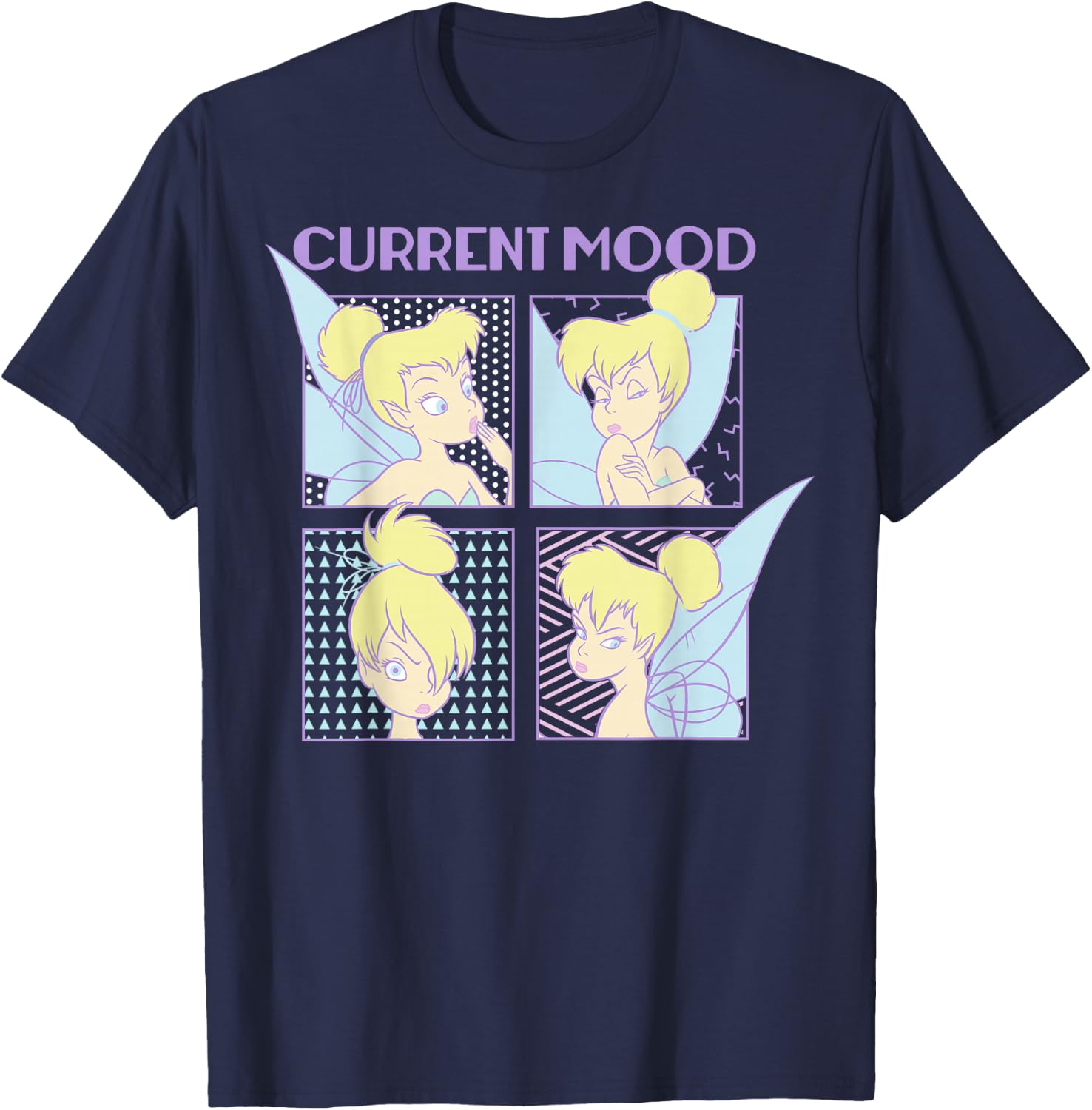 Disney Peter Pan Tinkerbell Current Mood Portrait Panels Small T-Shirt - T-Shirt | Navy