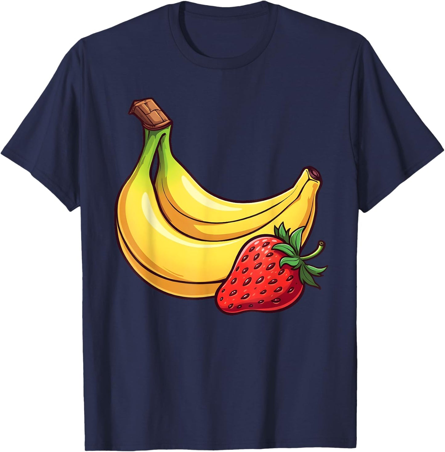 Banana Strawberry Fruit Kawaii Fruits Comic Cartoon Kids T-Shirt - T-Shirt | Navy