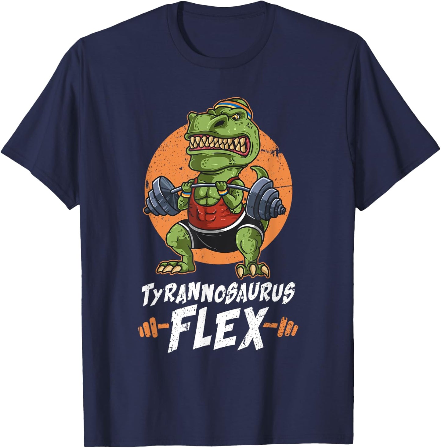 T-Rex Weightlifting Tyrannosaurus Flex Workout Dino Gym Gift T-Shirt - T-Shirt | Navy