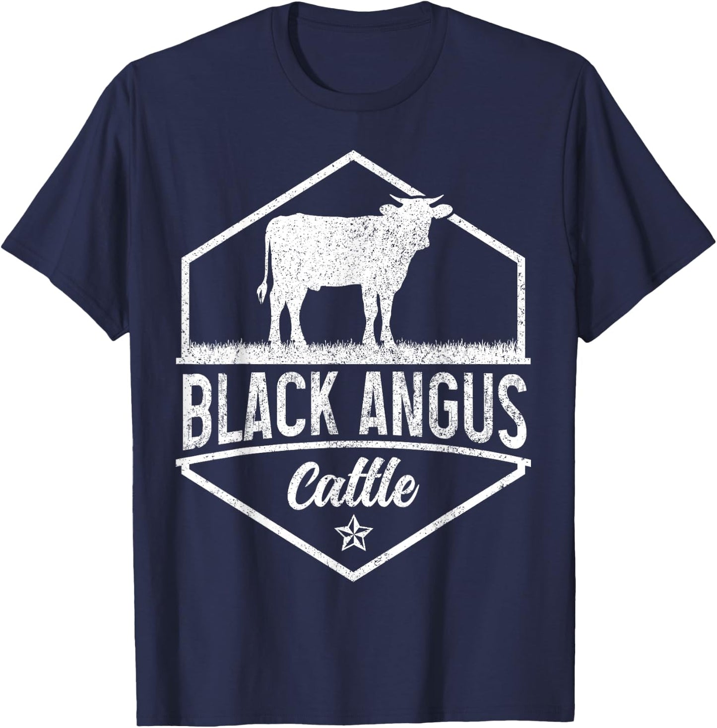 Black Angus Cattle Farmer Rancher Cow Farming Vintage Farm T-Shirt - T-Shirt | Navy