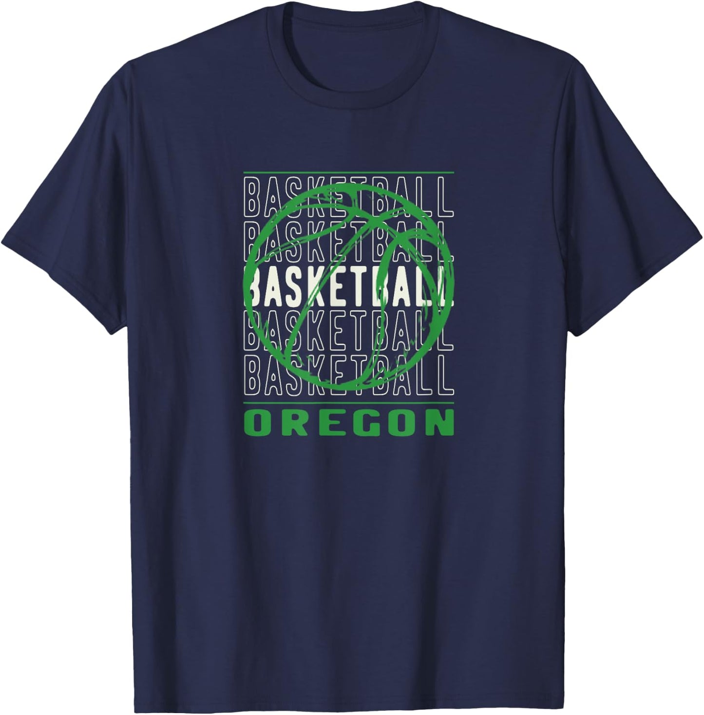 Basketball Oregon Merch Adult Basketball Black Small Modern Casual Short Sleeve T-Shirt - T-Shirt | Navy