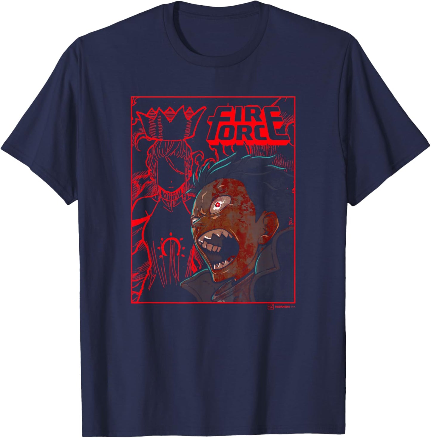 Ripple Junction x Fire Force Shock Shinra Haumea Silhouette , Black, S T-Shirt - T-Shirt | Navy