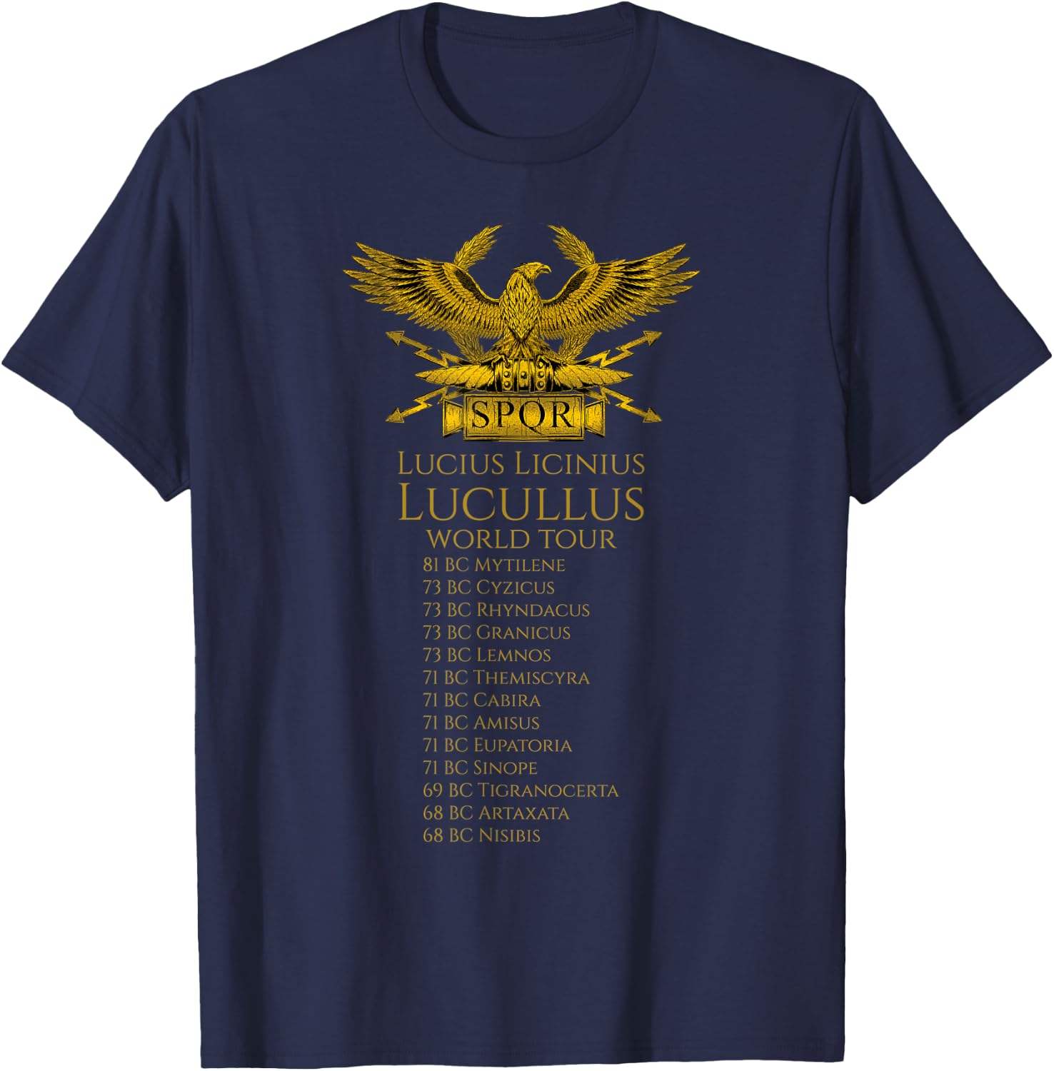 Ancient Rome History - Lucius Licinius Lucullus World Tour T-Shirt - T-Shirt | Navy