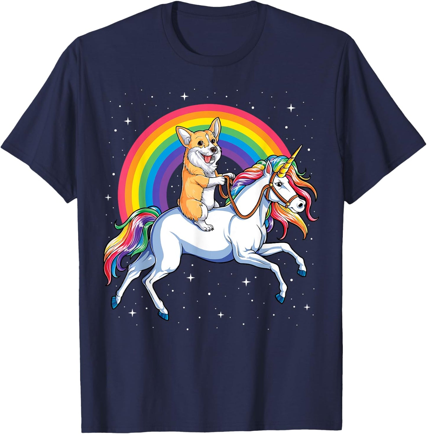 Corgi Unicorn T shirt Girls Space Galaxy Rainbow Corgicorn T-Shirt - T-Shirt | Navy