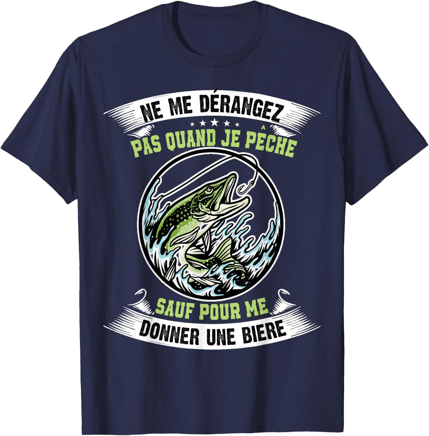 Predatory Fishing, Gift Pike Fisherman , Black T-Shirt - T-Shirt | Navy
