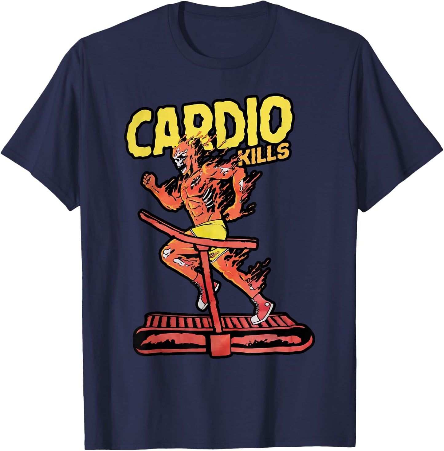 Cardio Kills Skeleton Skull Funny Running Marathon Runner T-Shirt - T-Shirt | Navy