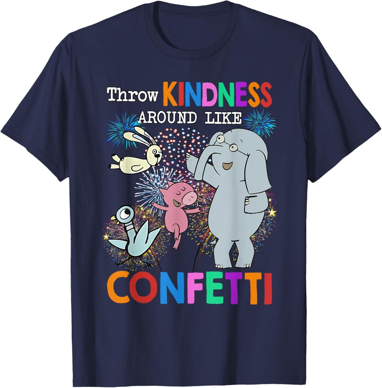 Throw Kindness Around Like Confetti Cute Teacher Elephant T-Shirt - T-Shirt | Navy