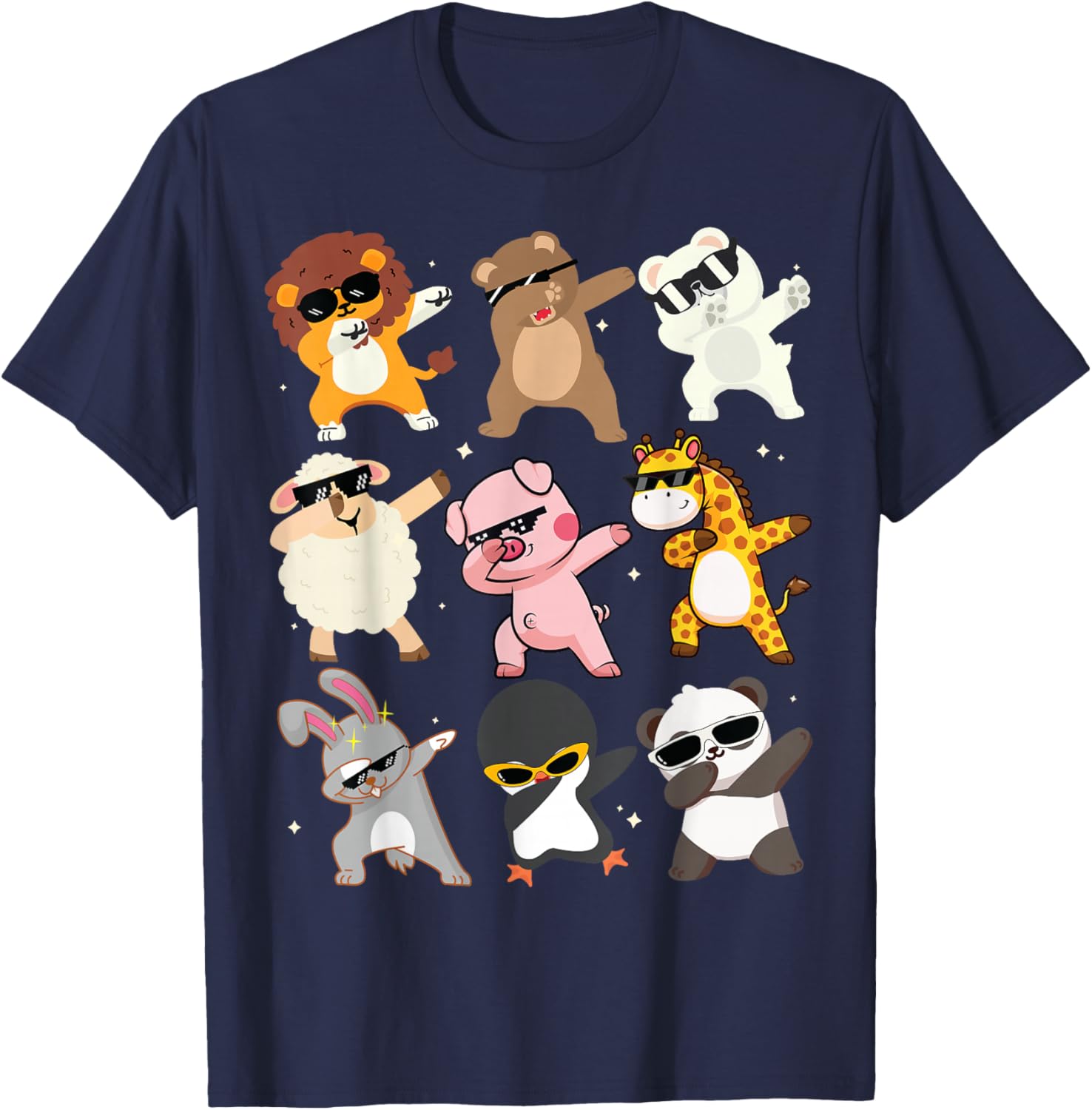 Men Women and Kids Dabbing Animals Wildlife Birthday Parties T-Shirt - T-Shirt | Navy