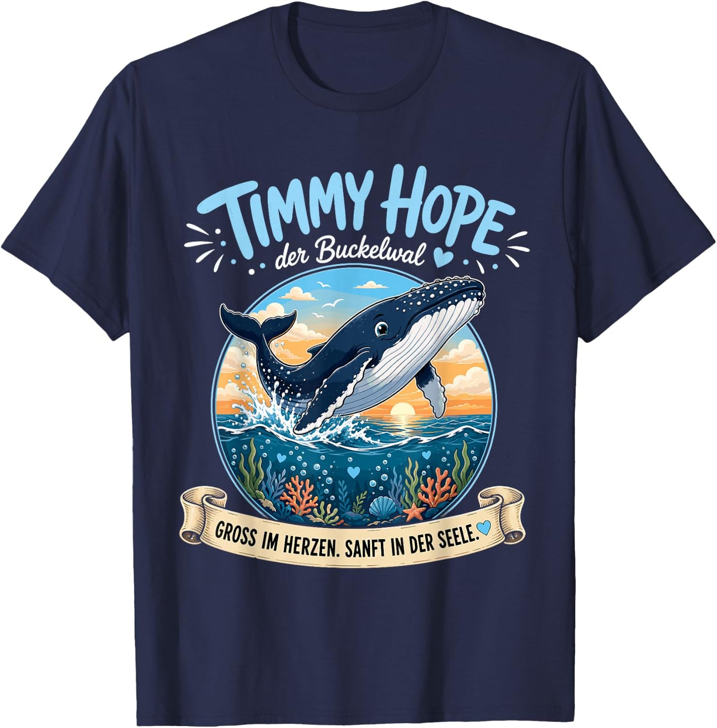 Timmy Hope Buckelwal Wal Meer Ozean Natur Design T-Shirt - T-Shirt | Navy