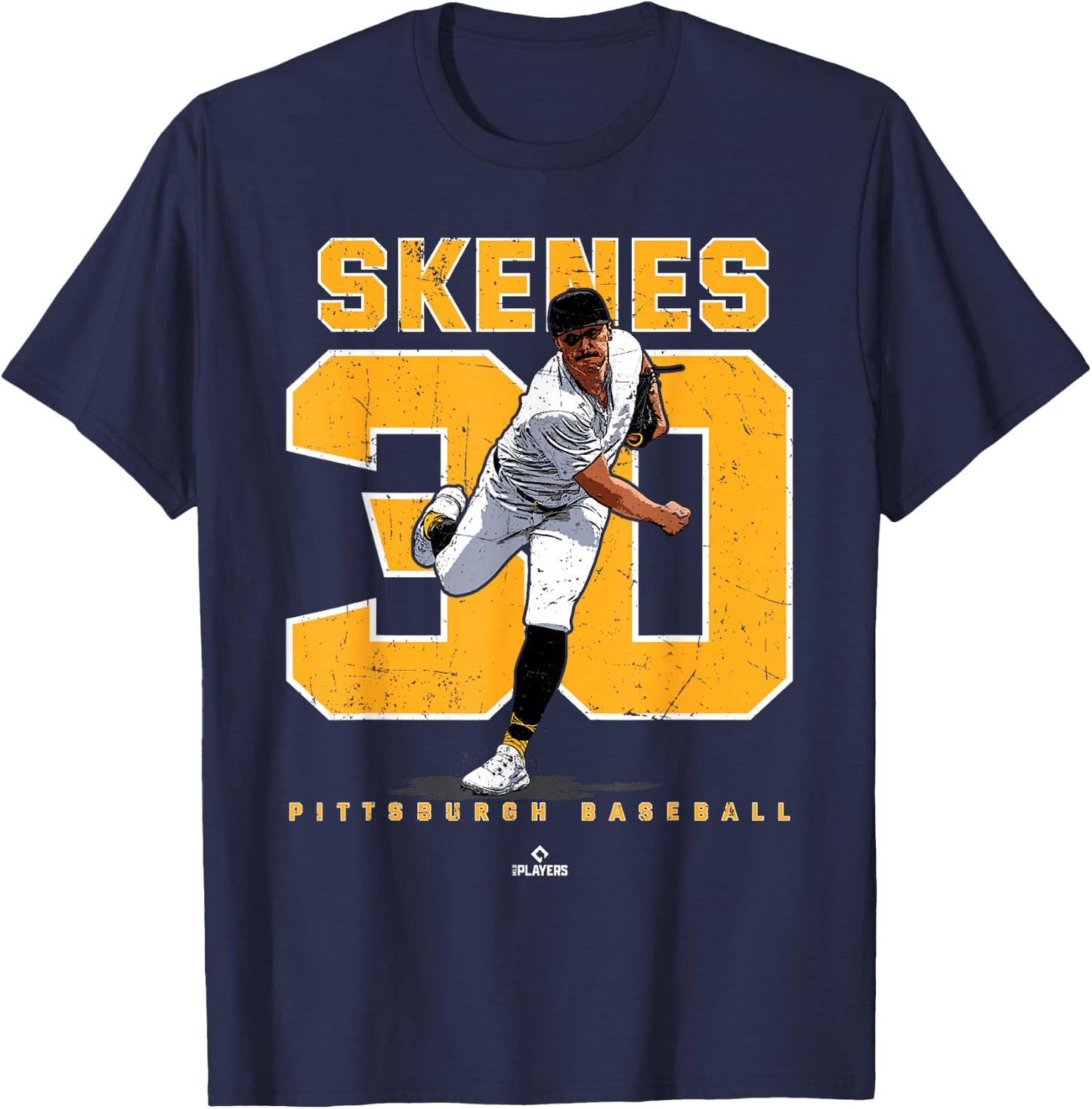 Number & Portrait Paul Skenes Pittsburgh MLBPA T-Shirt - T-Shirt | Navy
