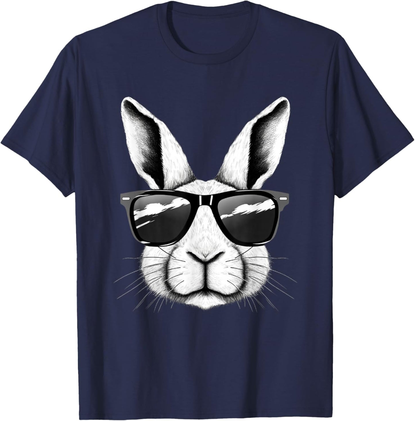 Cool Bunny Face Sunglasses Funny Easter Bunny Rabbit T-Shirt - T-Shirt | Navy