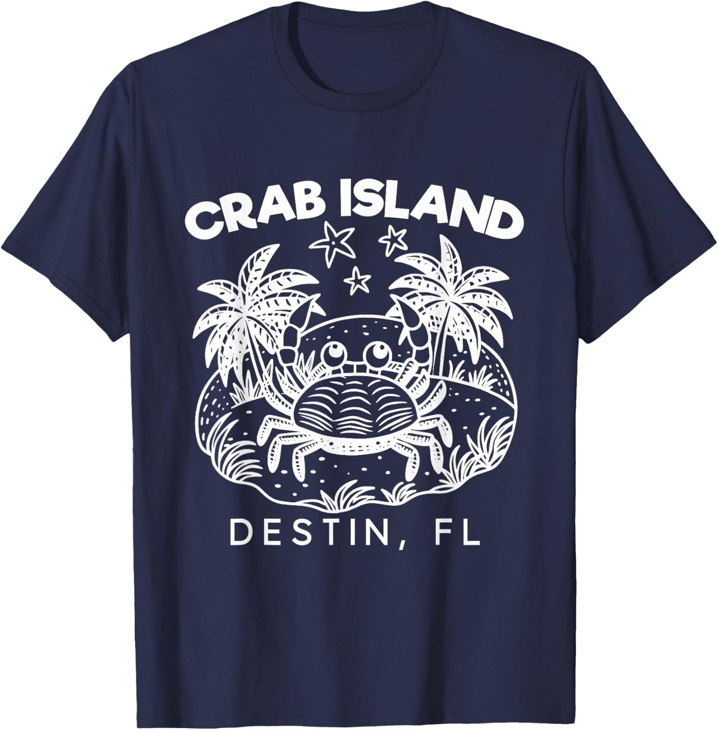 Retro Island Crab Destin, FL Party Sandbar Souvenir Hangout T-Shirt - T-Shirt | Navy