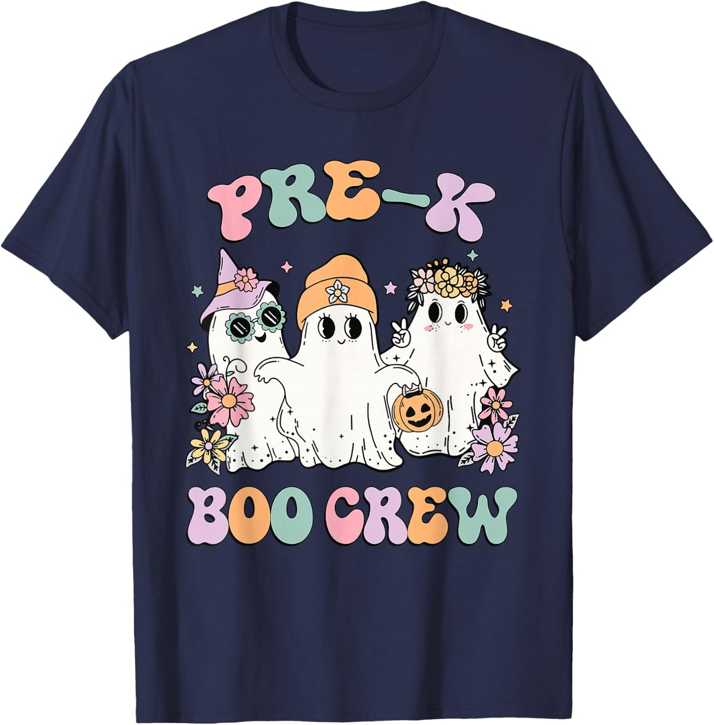 Teacher Boo Crew Pre K Cute Ghost Halloween Costume T-Shirt - T-Shirt | Navy
