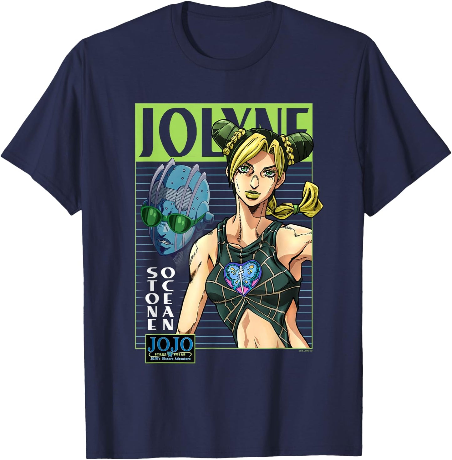 JoJo's Bizarre Adventure Jolyne & Stone Ocean Mugshot Anime T-Shirt - T-Shirt | Navy